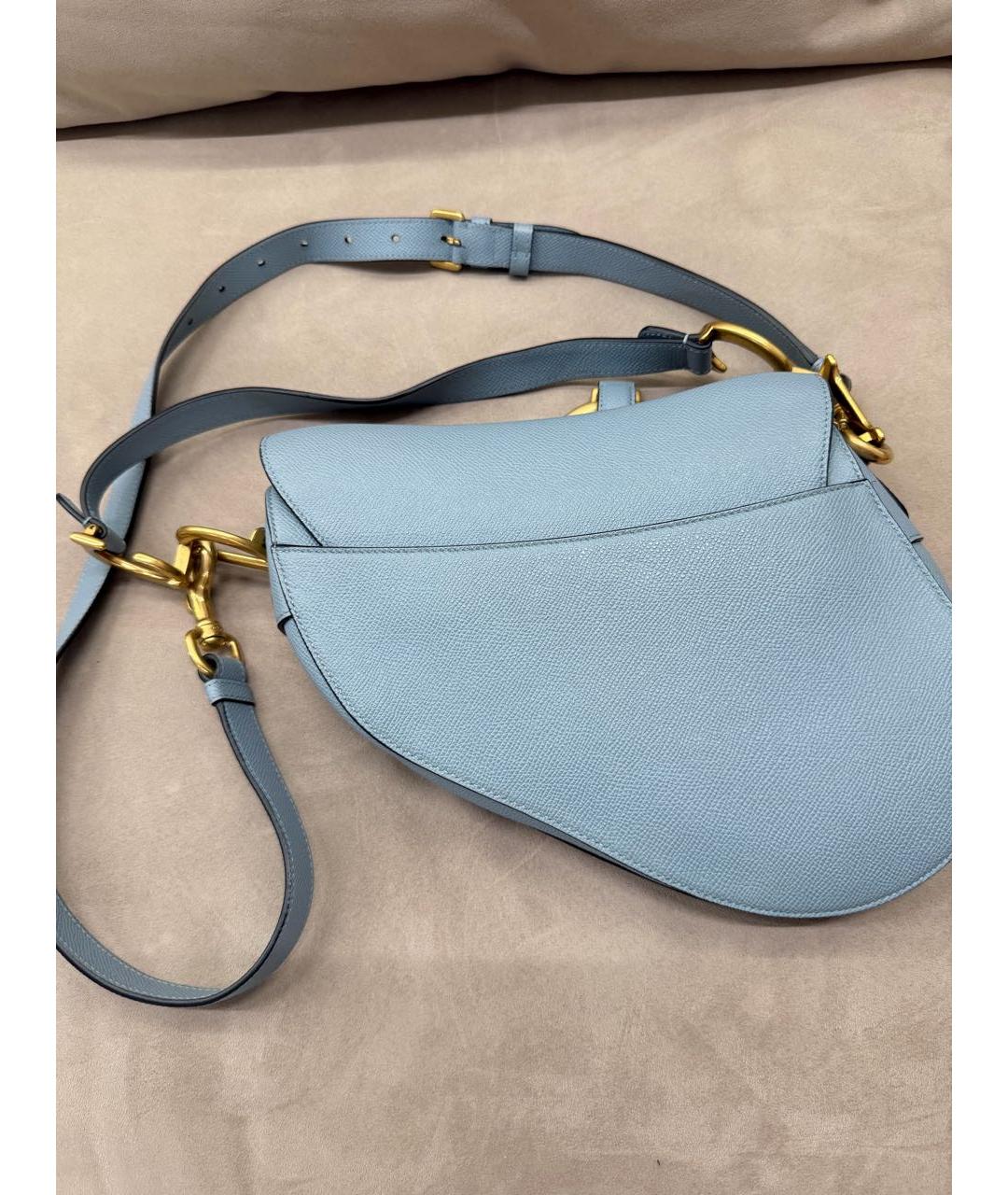 CHRISTIAN DIOR Голубая кожаная сумка через плечо, фото 4