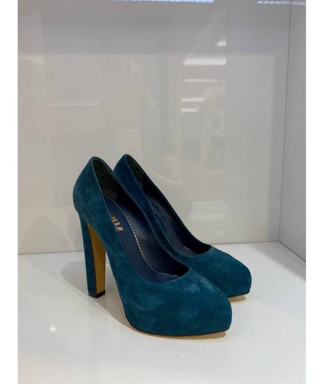 LE SILLA Бирюзовые замшевые туфли, фото 4