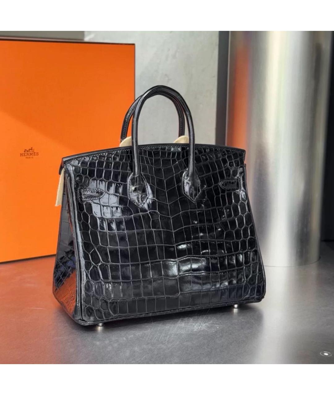 HERMES Черная кожаная сумка тоут, фото 4