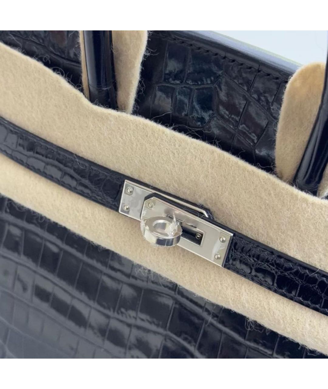 HERMES Черная кожаная сумка тоут, фото 6