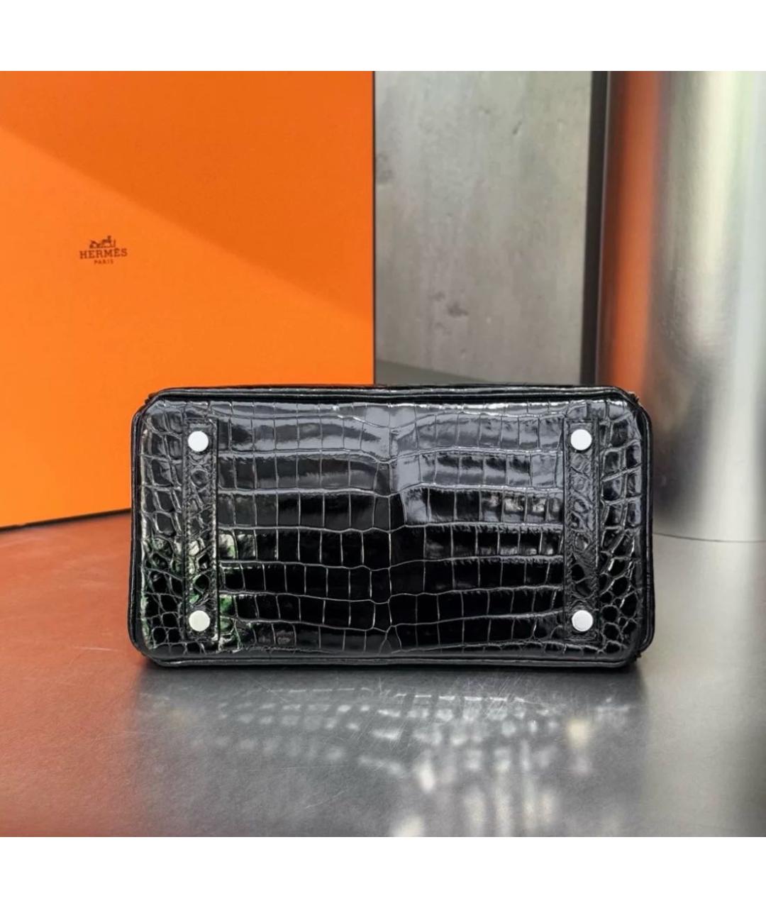 HERMES Черная кожаная сумка тоут, фото 5