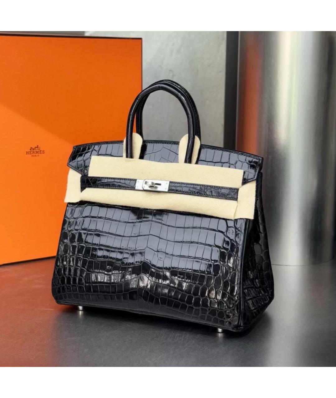 HERMES Черная кожаная сумка тоут, фото 2