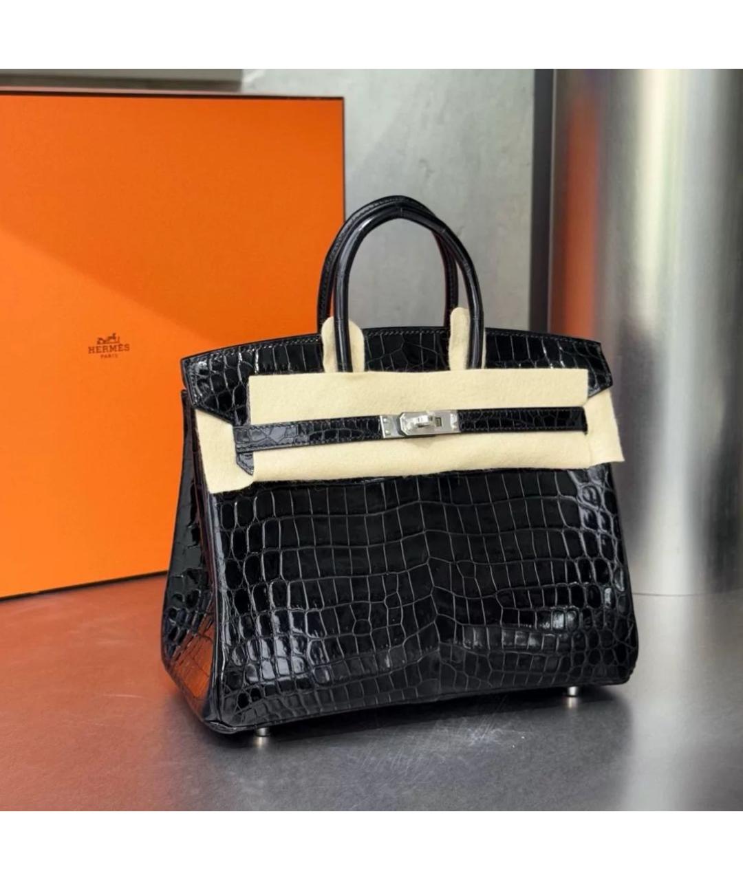 HERMES Черная кожаная сумка тоут, фото 3