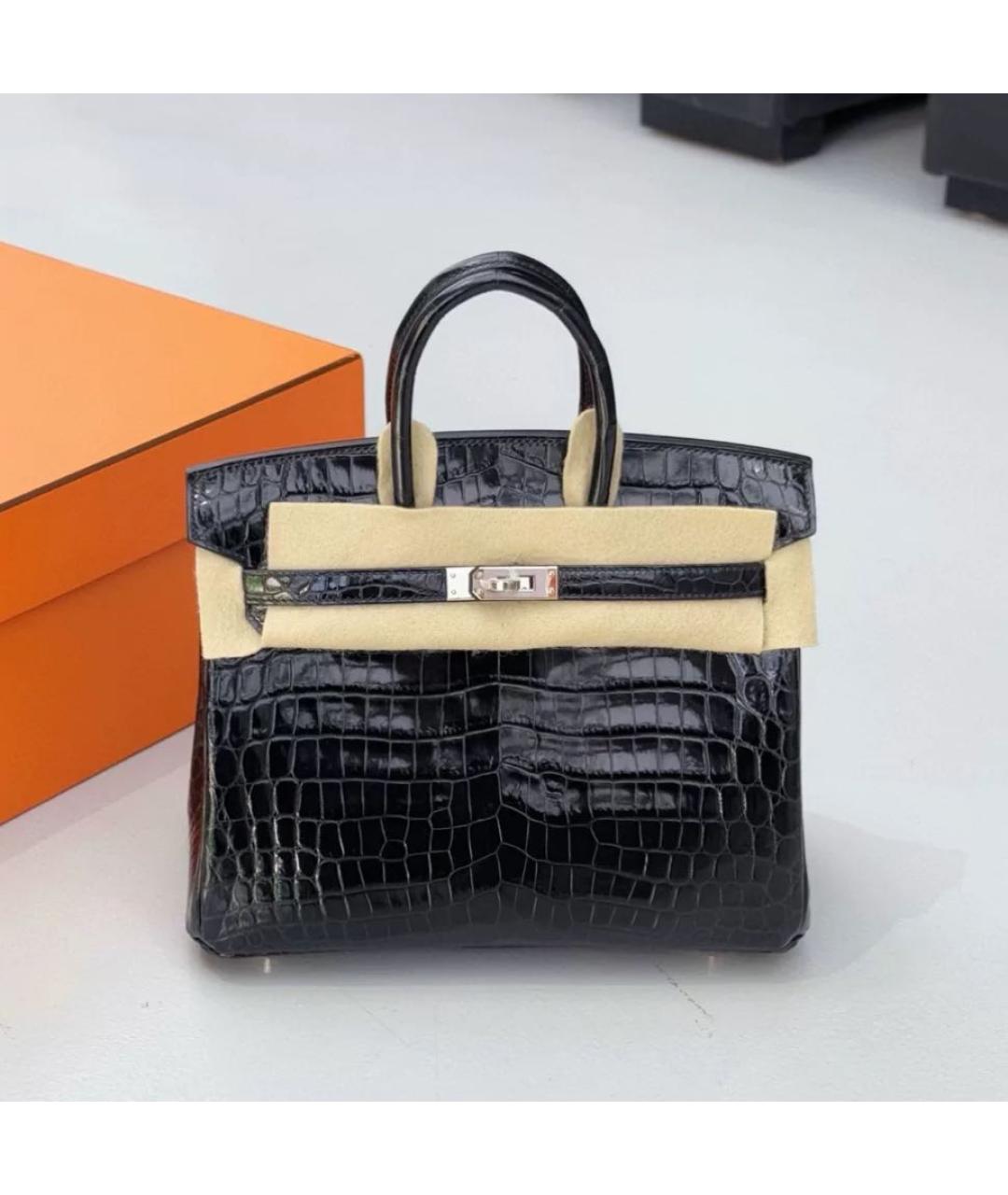 HERMES Черная кожаная сумка тоут, фото 7