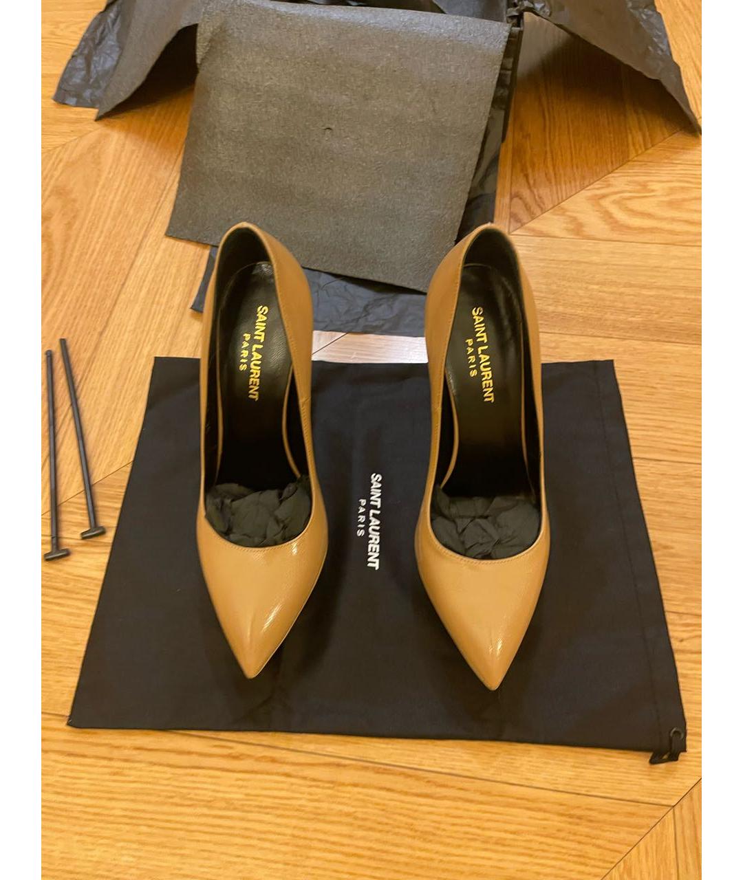 SAINT LAURENT Бежевые кожаные туфли, фото 2