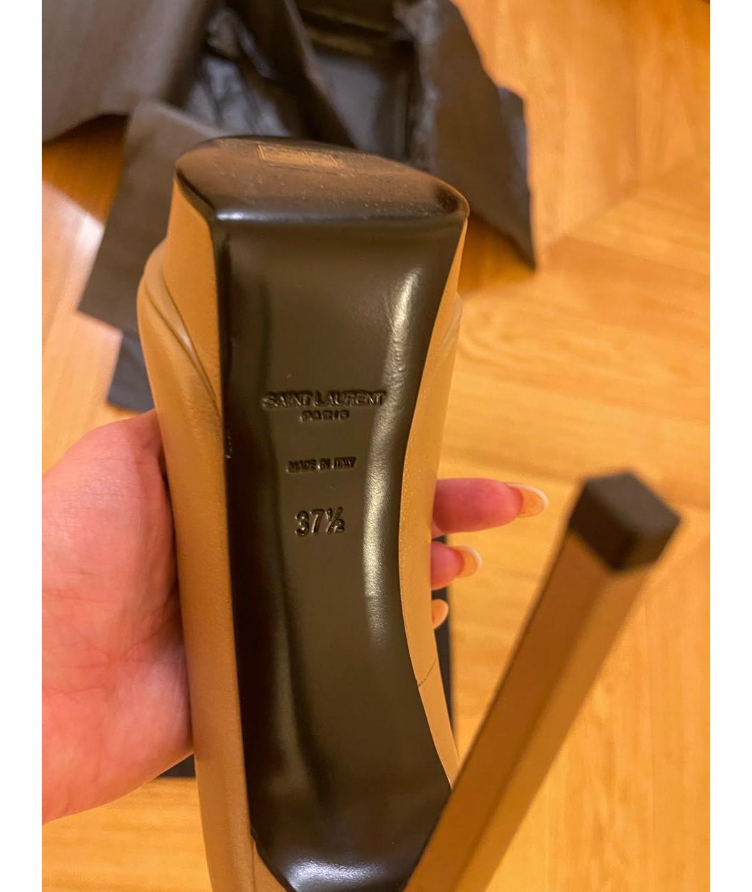 SAINT LAURENT Бежевые кожаные туфли, фото 5