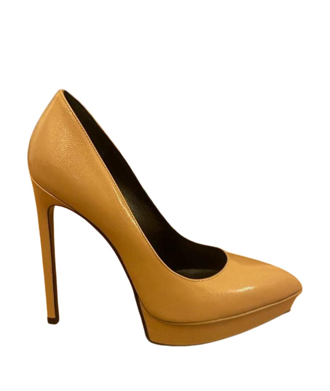 SAINT LAURENT Бежевые кожаные туфли, фото 1