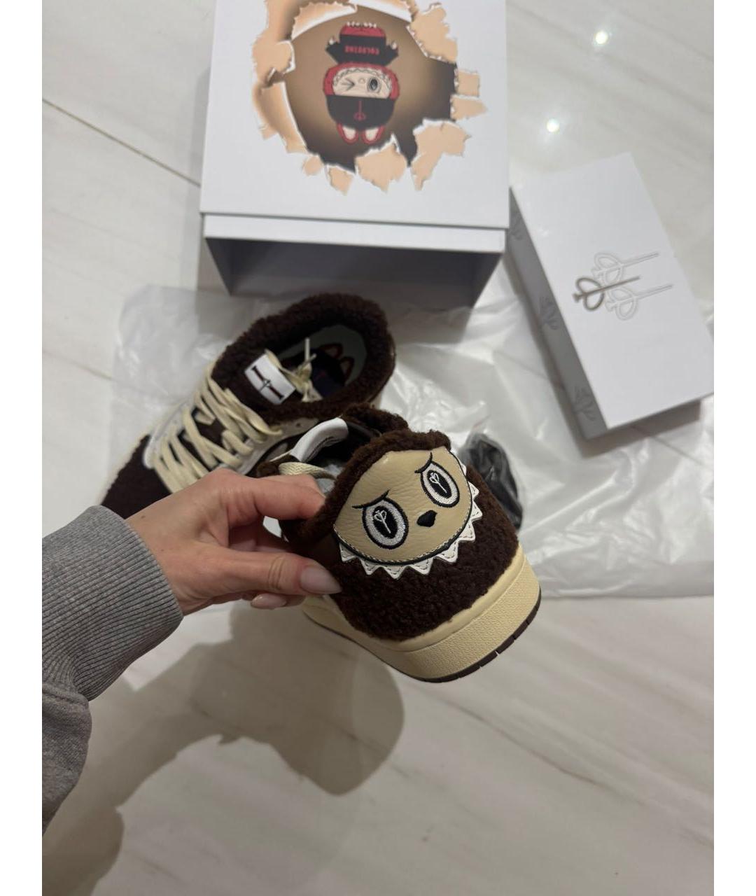 CACTUS JACK BY TRAVIS SCOTT Коричневые текстильные низкие кроссовки / кеды, фото 4