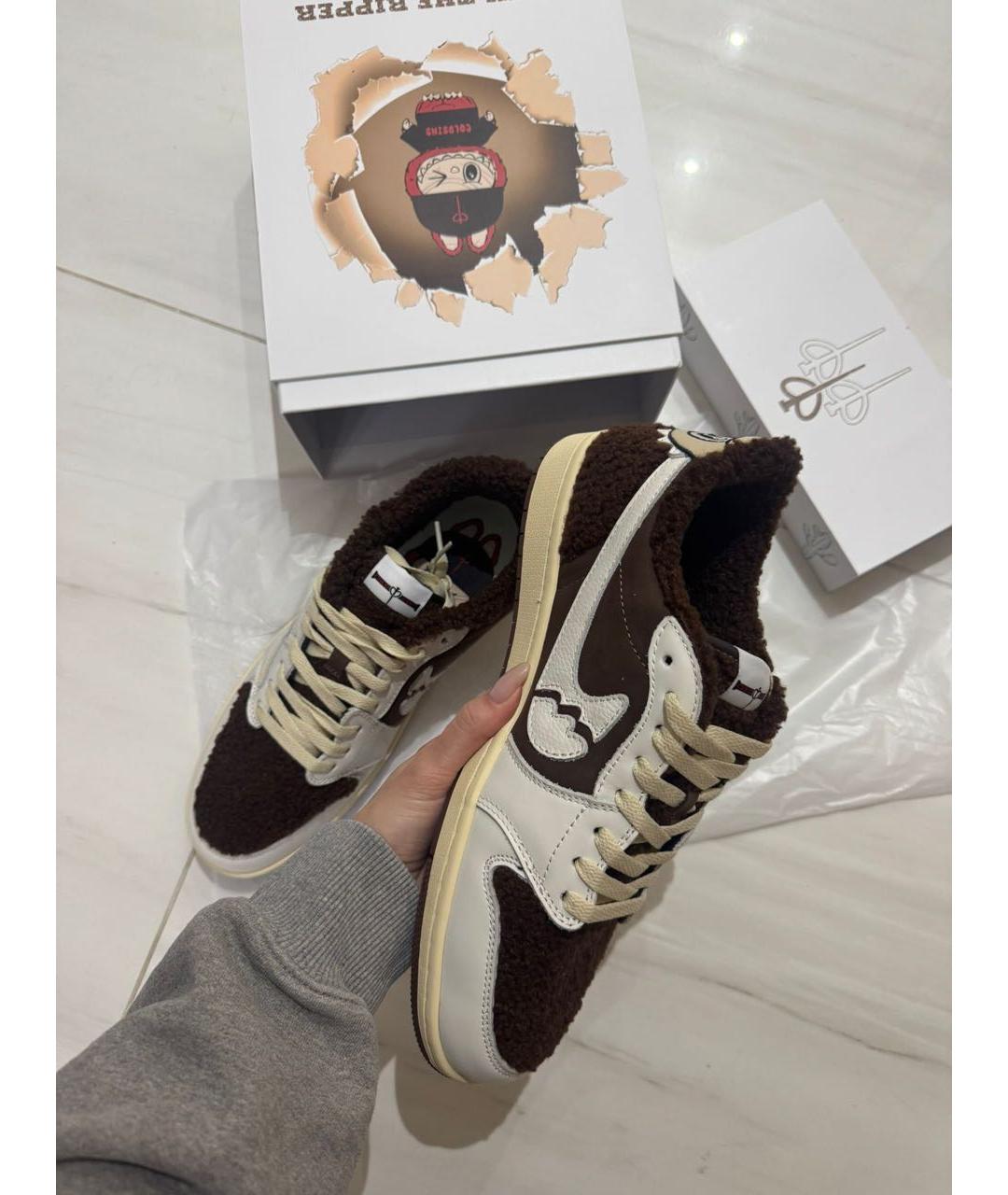 CACTUS JACK BY TRAVIS SCOTT Коричневые текстильные низкие кроссовки / кеды, фото 3