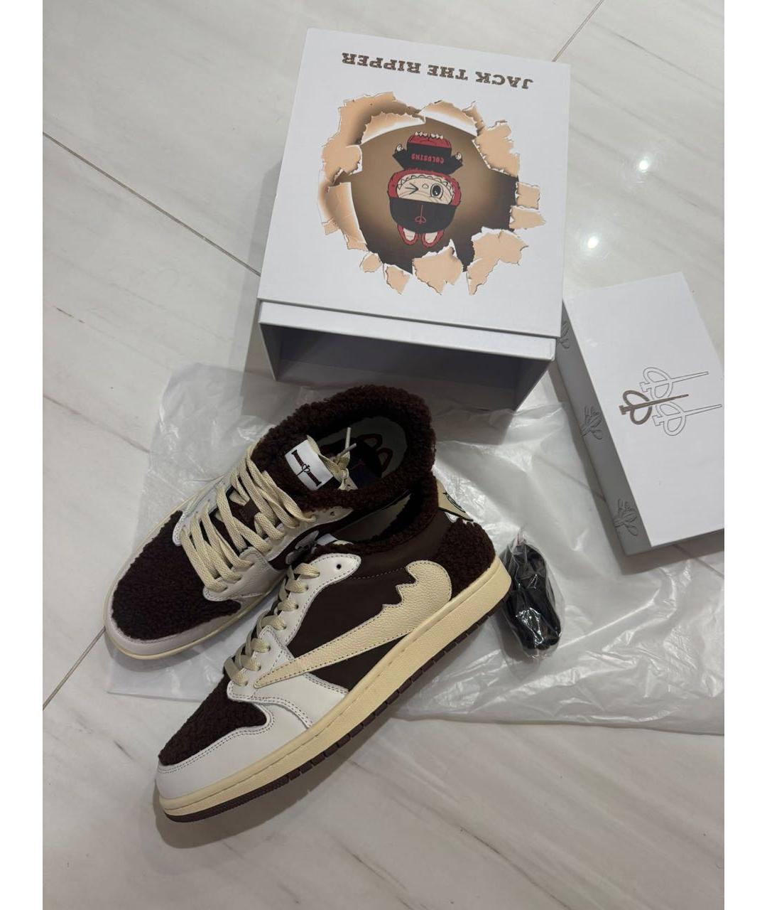 CACTUS JACK BY TRAVIS SCOTT Коричневые текстильные низкие кроссовки / кеды, фото 5