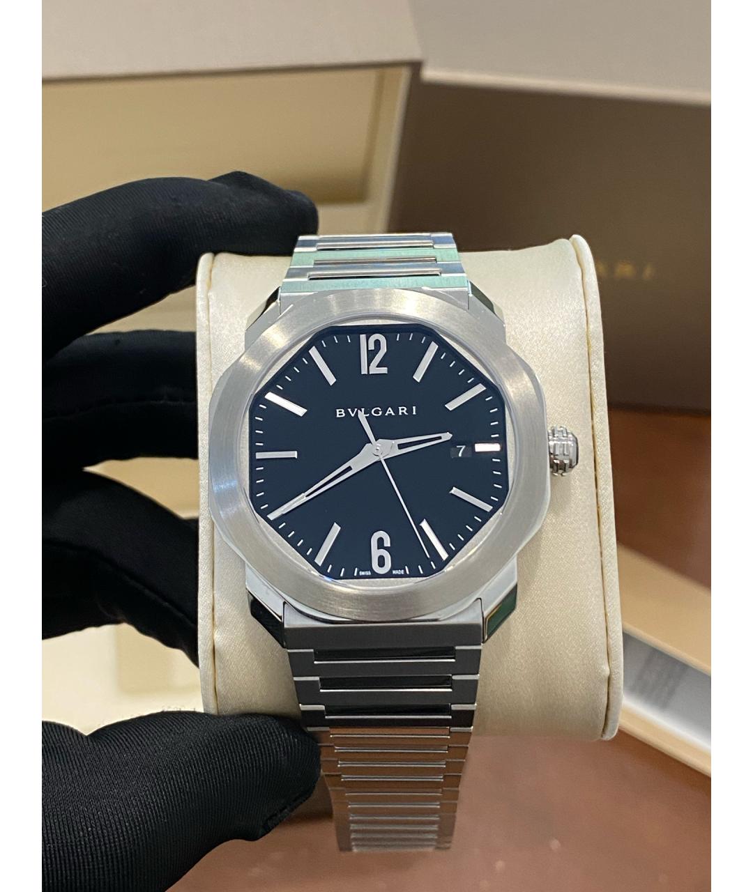 BVLGARI Черные металлические часы, фото 8