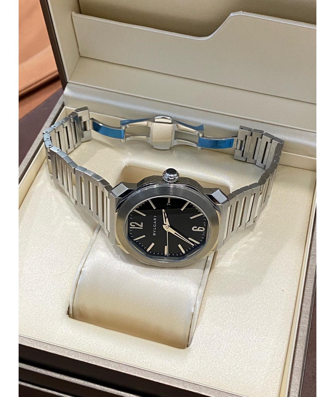 BVLGARI Черные металлические часы, фото 4