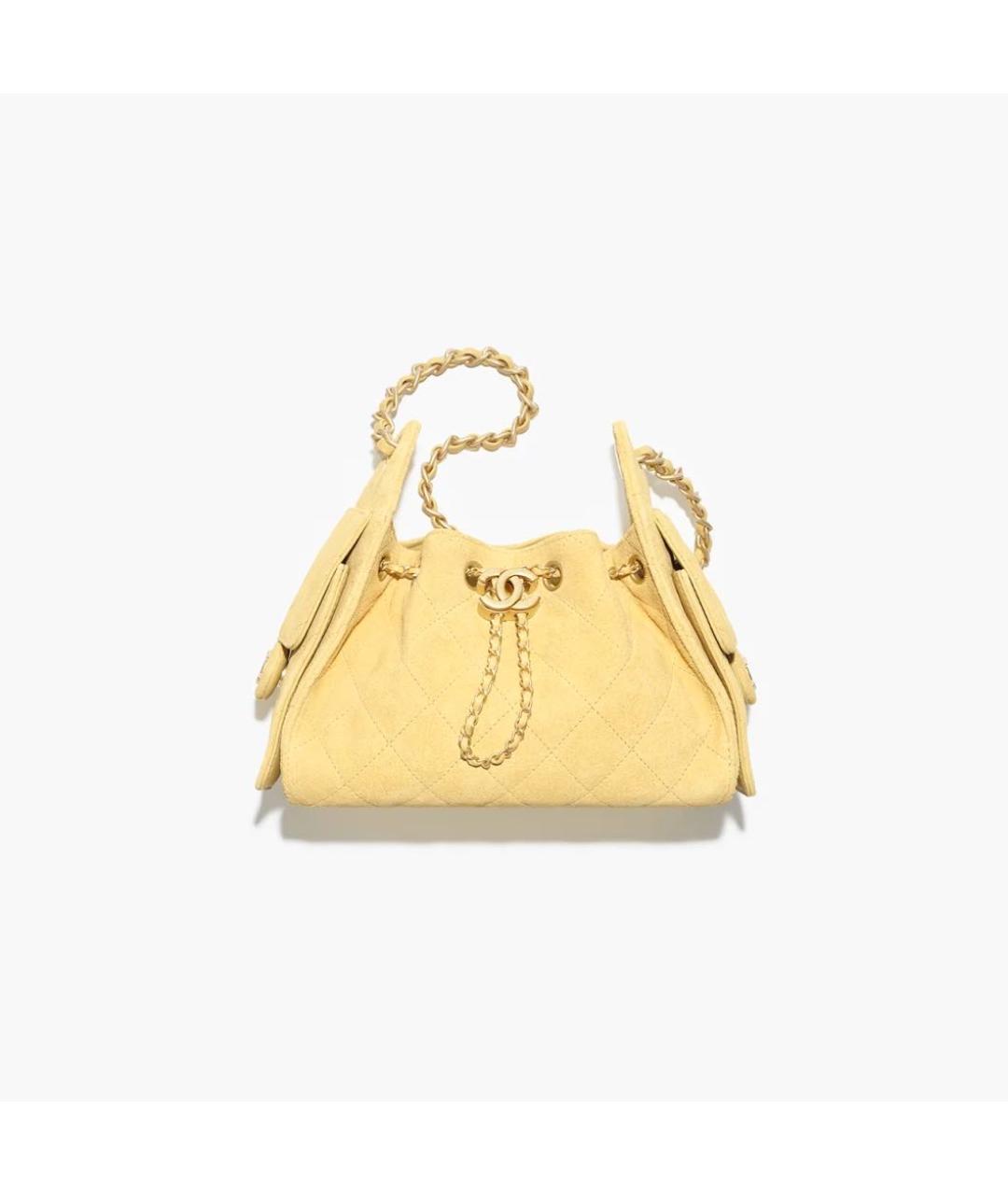 CHANEL Желтая кожаная сумка с короткими ручками, фото 4