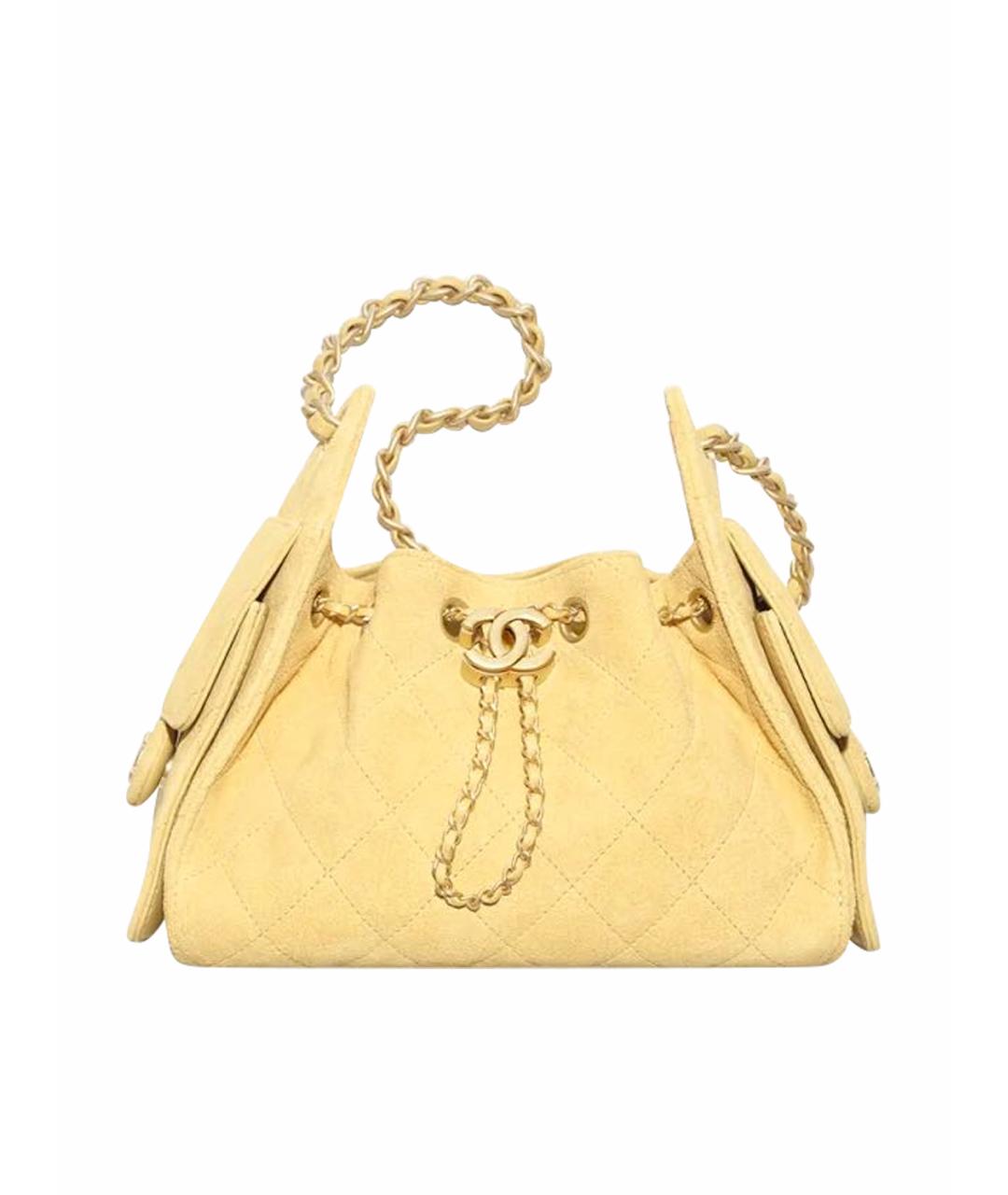 CHANEL Желтая кожаная сумка с короткими ручками, фото 1