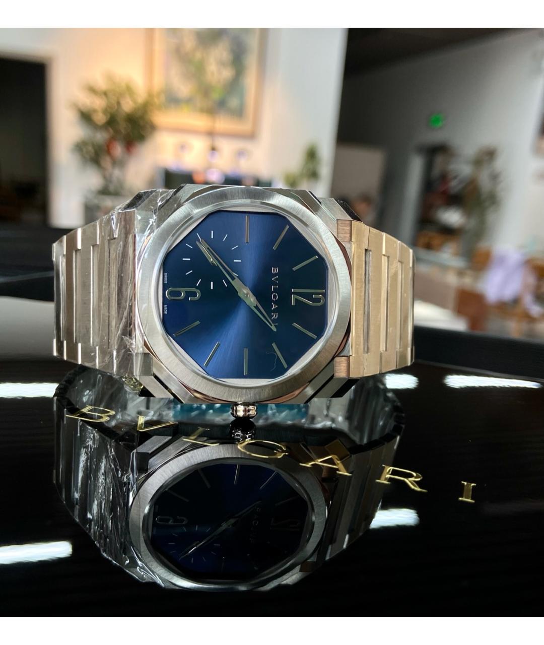 BVLGARI Голубые металлические часы, фото 7