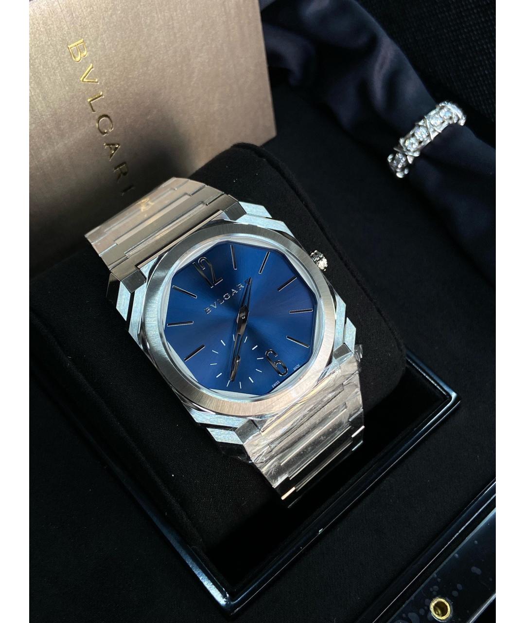 BVLGARI Голубые металлические часы, фото 2