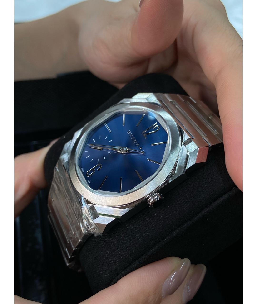 BVLGARI Голубые металлические часы, фото 3