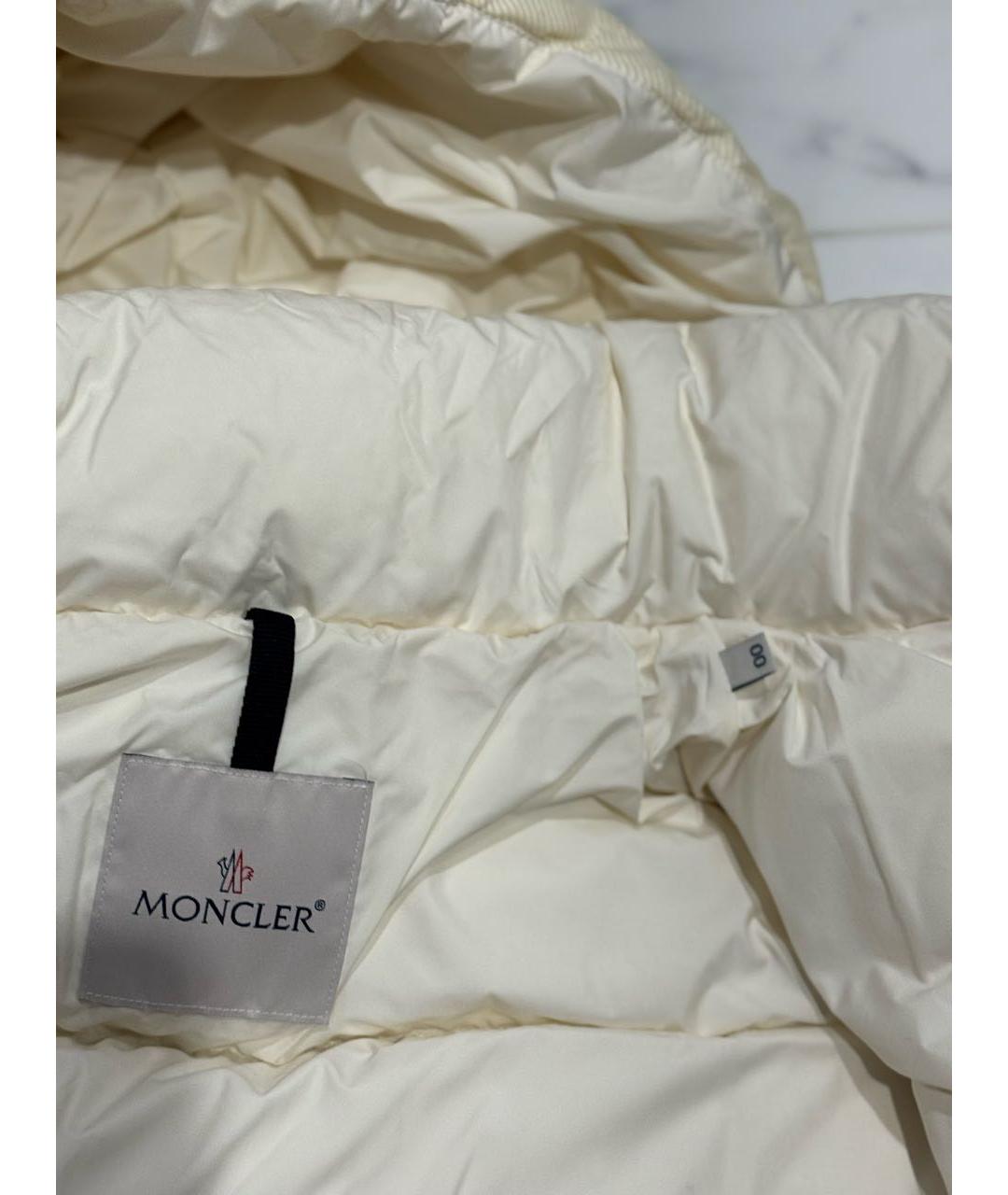 MONCLER Бежевый полиэстеровый пуховик, фото 4