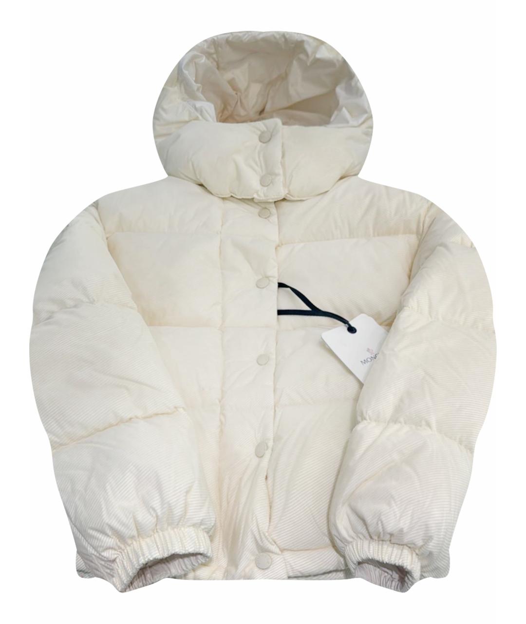 MONCLER Бежевый полиэстеровый пуховик, фото 1