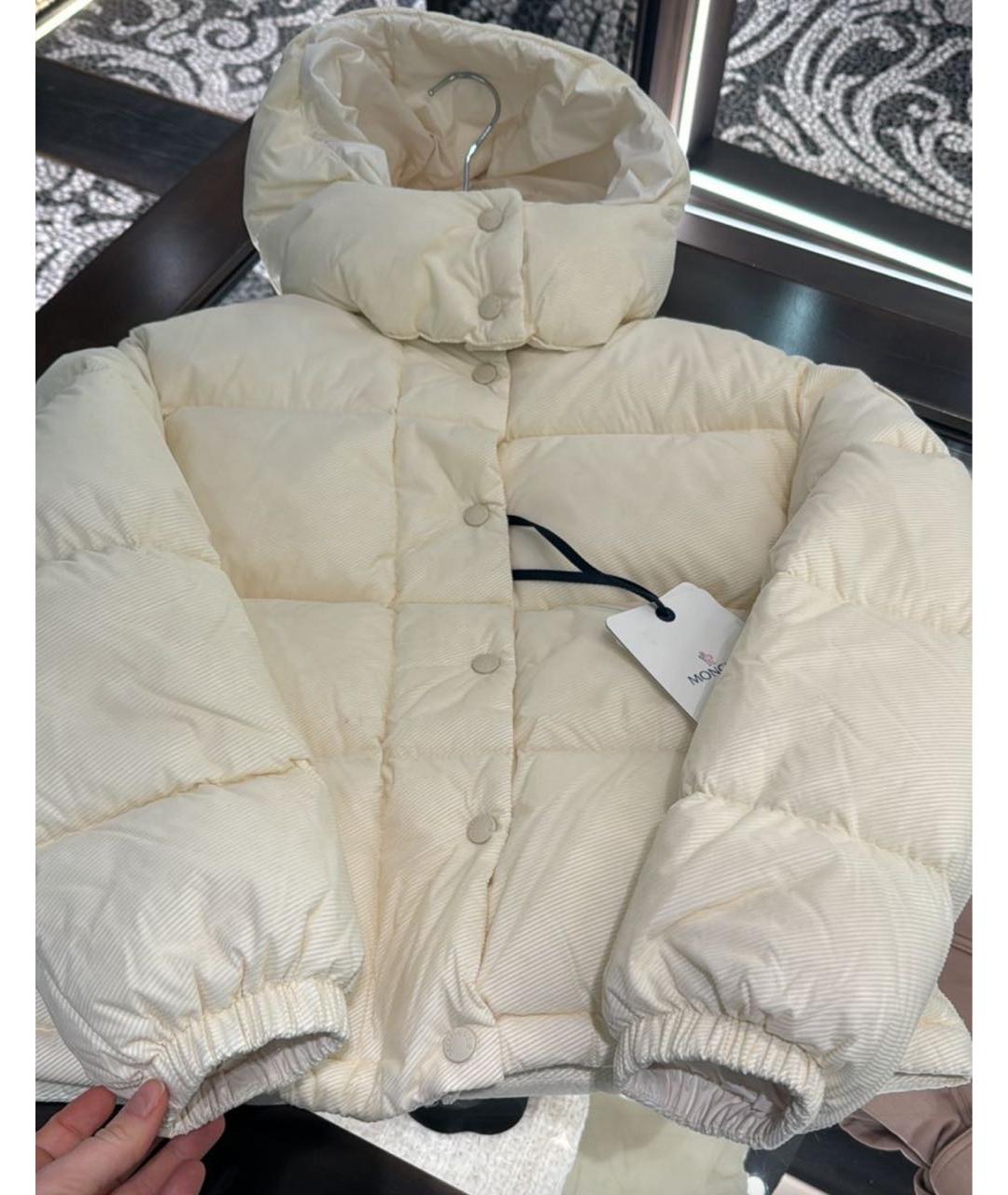 MONCLER Бежевый полиэстеровый пуховик, фото 6