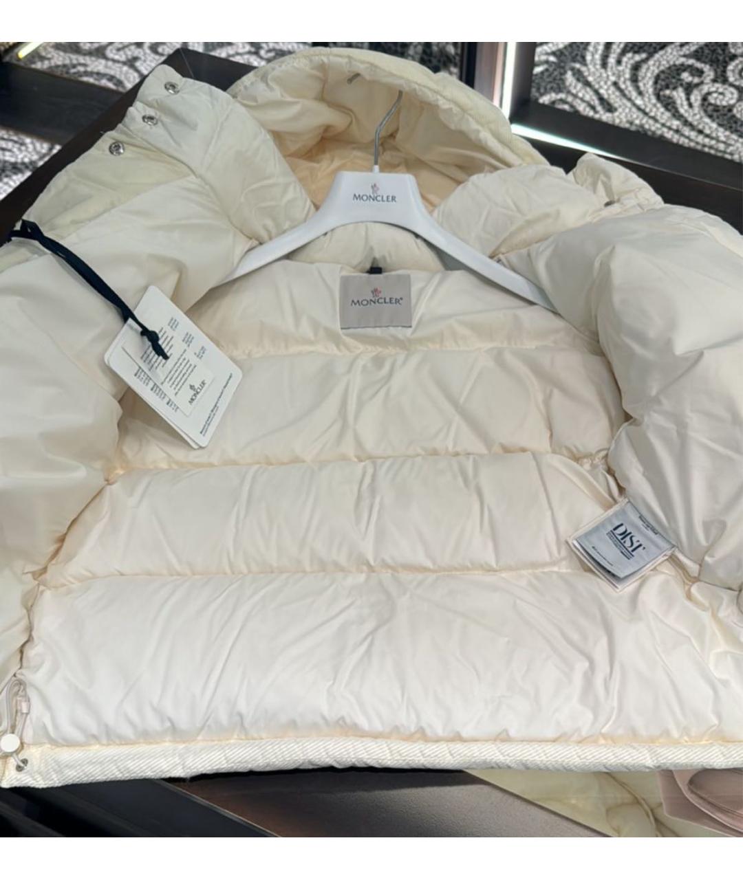 MONCLER Бежевый полиэстеровый пуховик, фото 3