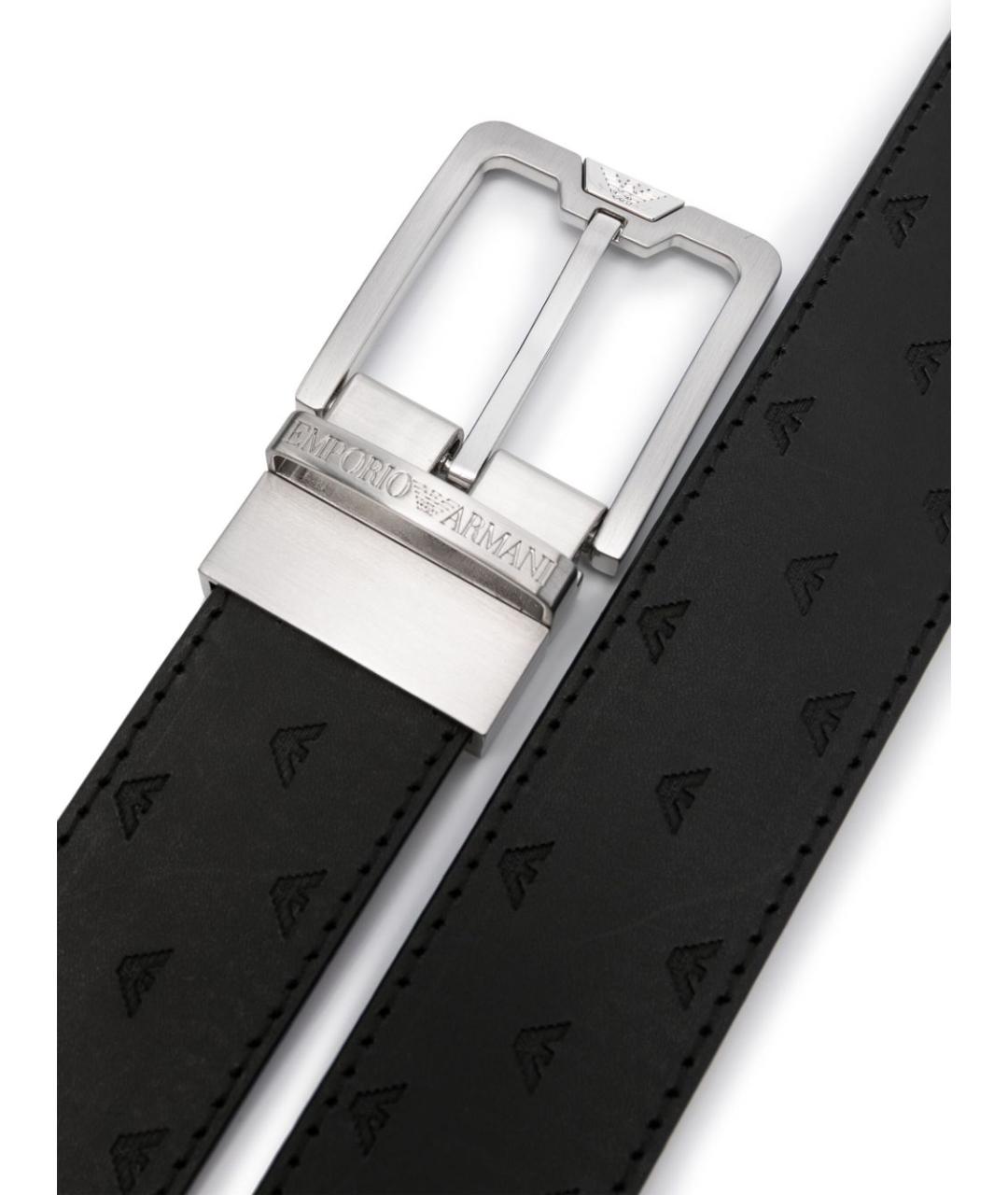 EMPORIO ARMANI Черный кожаный ремень, фото 2