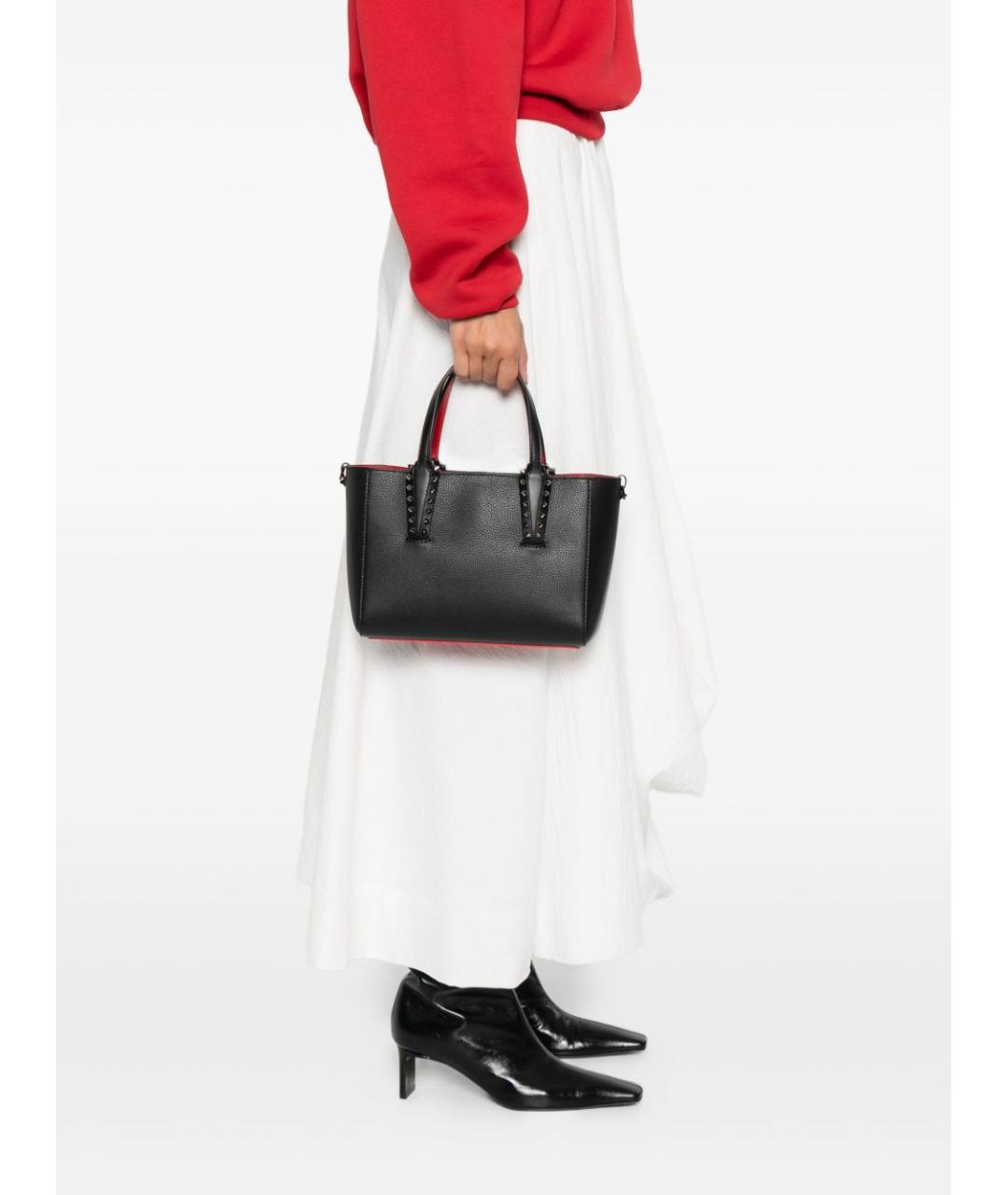 CHRISTIAN LOUBOUTIN Черная кожаная сумка тоут, фото 3