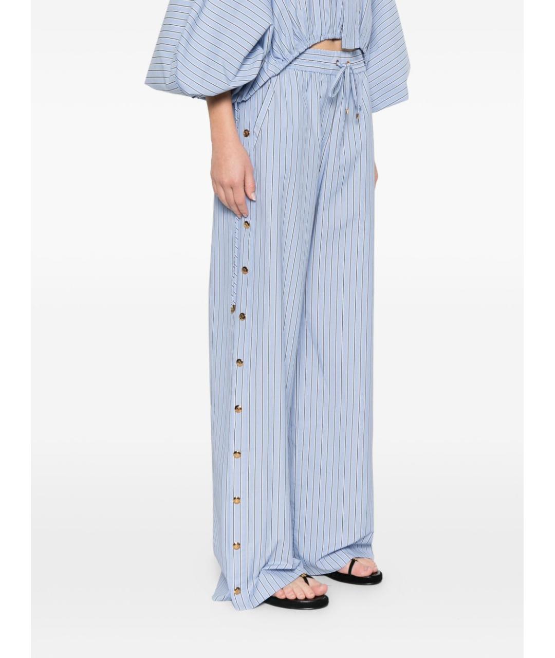 ZIMMERMANN Голубые хлопковые прямые брюки, фото 3