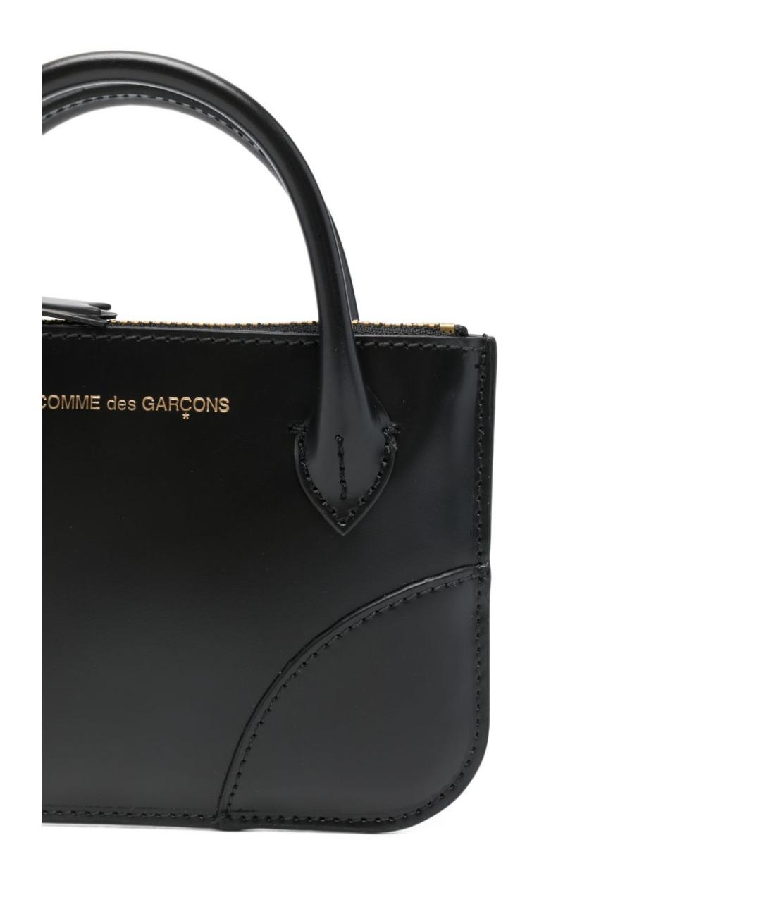 COMME DES GARÇONS WALLET Черная кожаная сумка с короткими ручками, фото 5