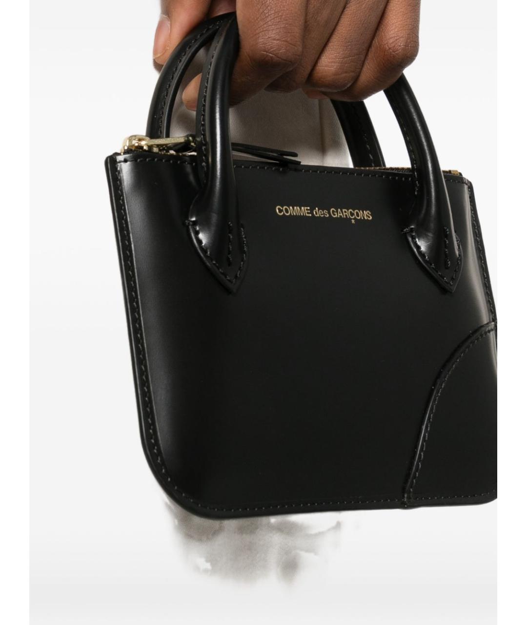 COMME DES GARÇONS WALLET Черная кожаная сумка с короткими ручками, фото 4