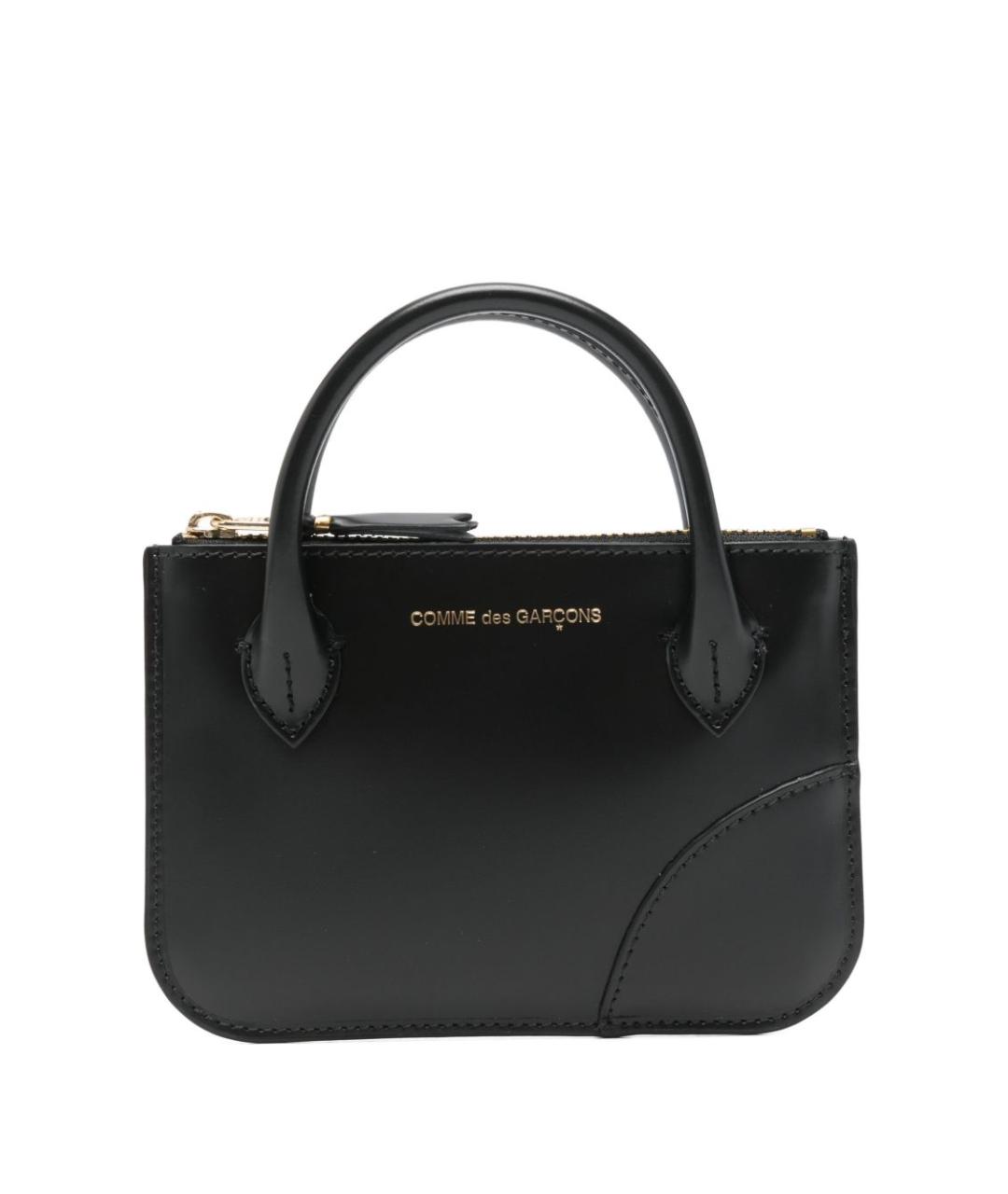 COMME DES GARÇONS WALLET Черная кожаная сумка с короткими ручками, фото 1