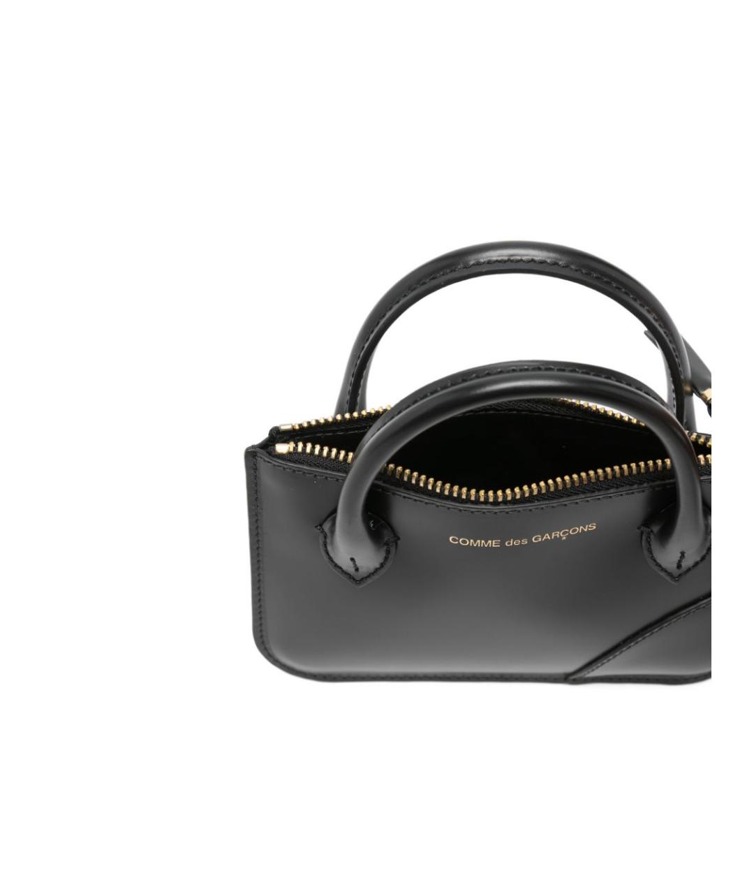 COMME DES GARÇONS WALLET Черная кожаная сумка с короткими ручками, фото 3