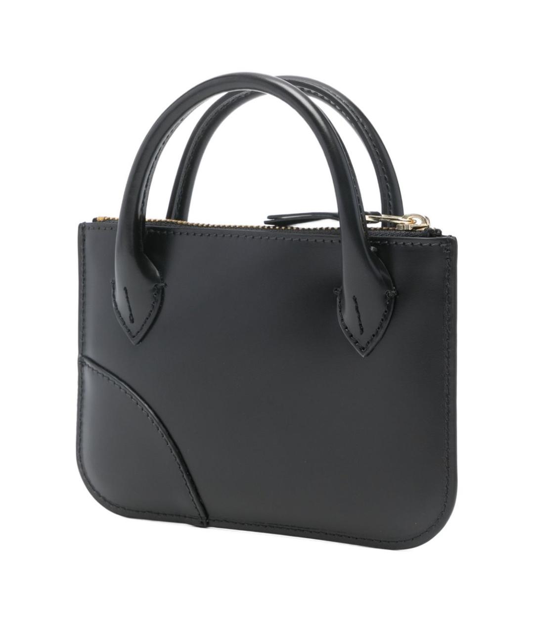 COMME DES GARÇONS WALLET Черная кожаная сумка с короткими ручками, фото 2