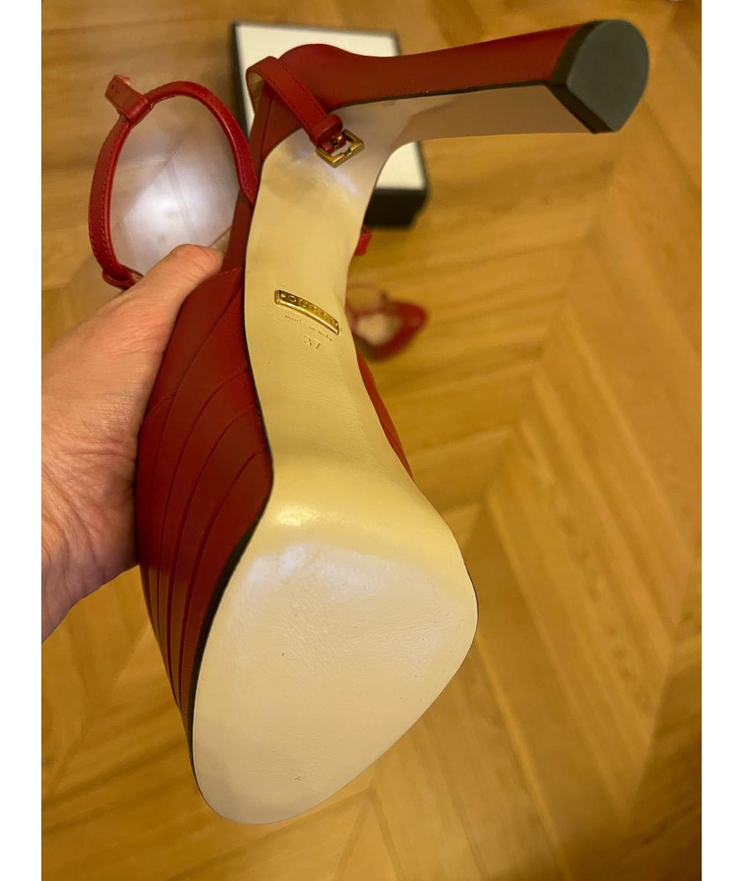 GUCCI Красные кожаные туфли, фото 7