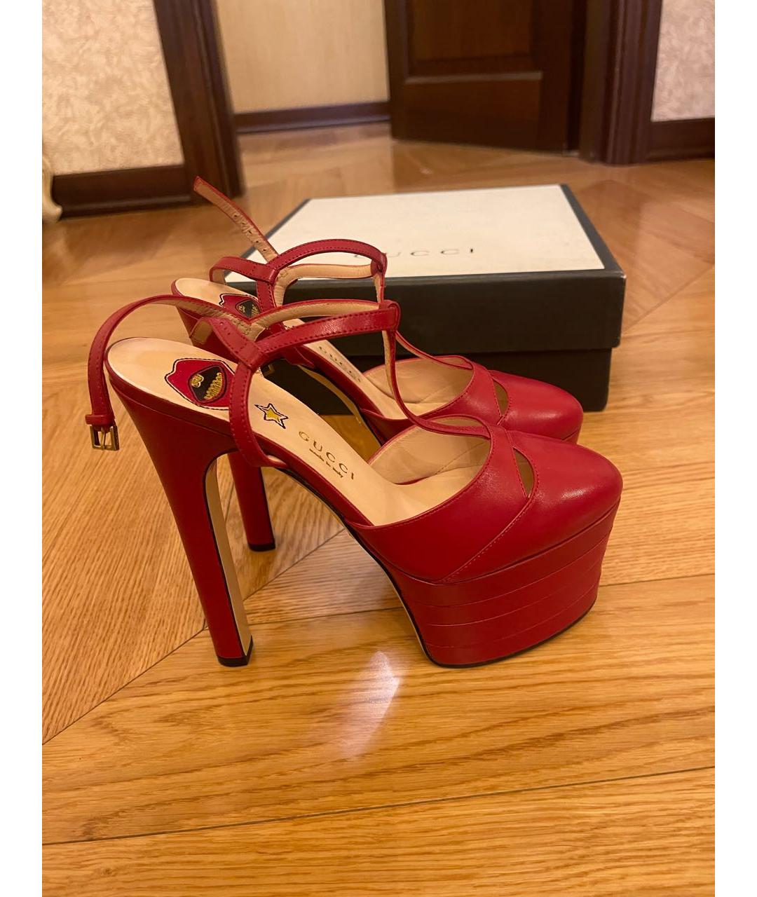 GUCCI Красные кожаные туфли, фото 2