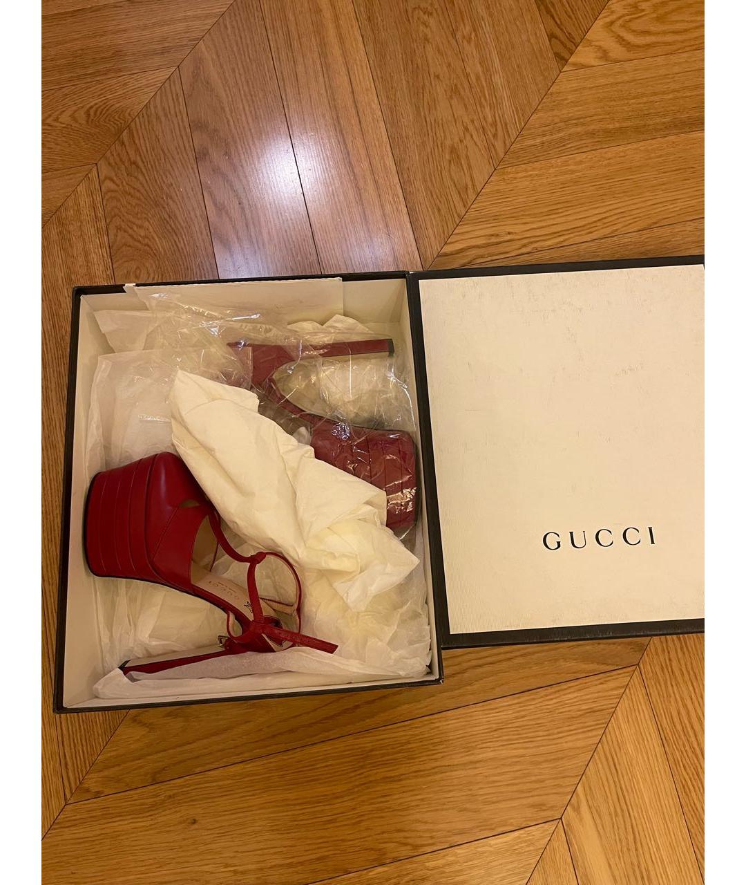 GUCCI Красные кожаные туфли, фото 8