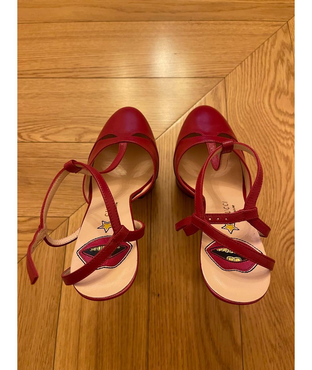 GUCCI Красные кожаные туфли, фото 3