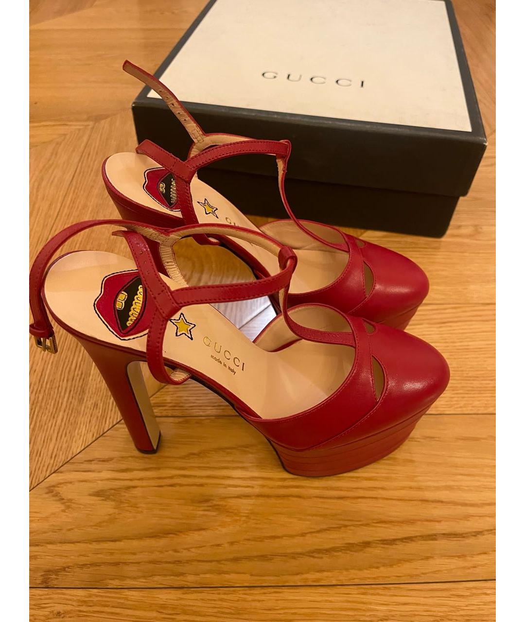 GUCCI Красные кожаные туфли, фото 5