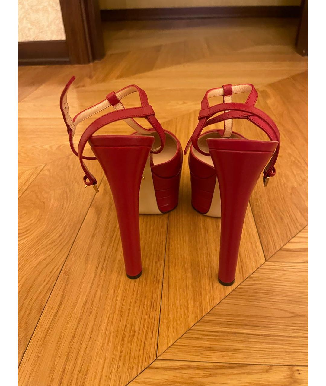 GUCCI Красные кожаные туфли, фото 4