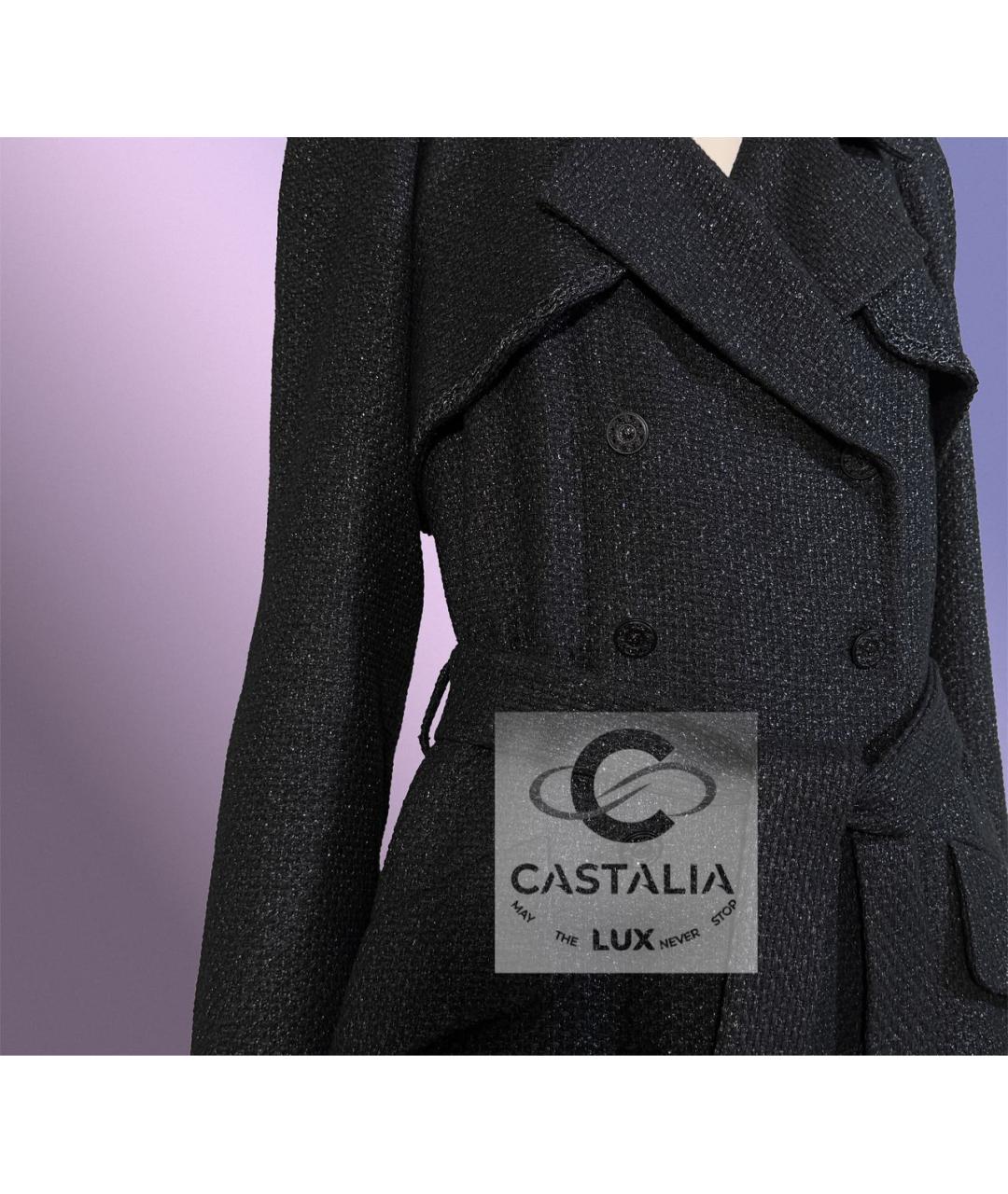 CHANEL Черный твидовый тренч/плащ, фото 7