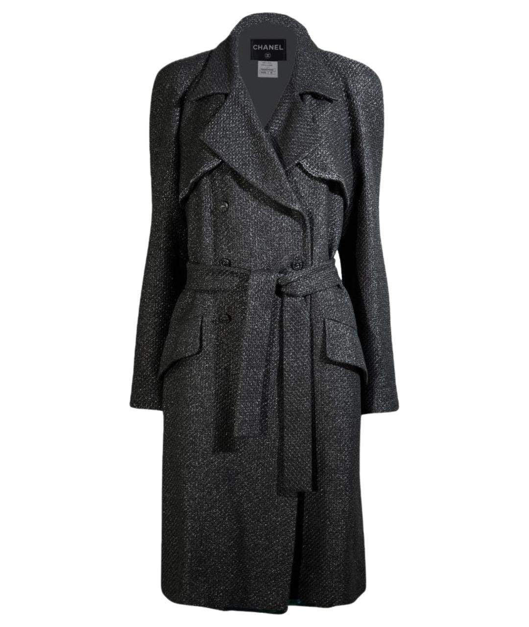 CHANEL Черный твидовый тренч/плащ, фото 1