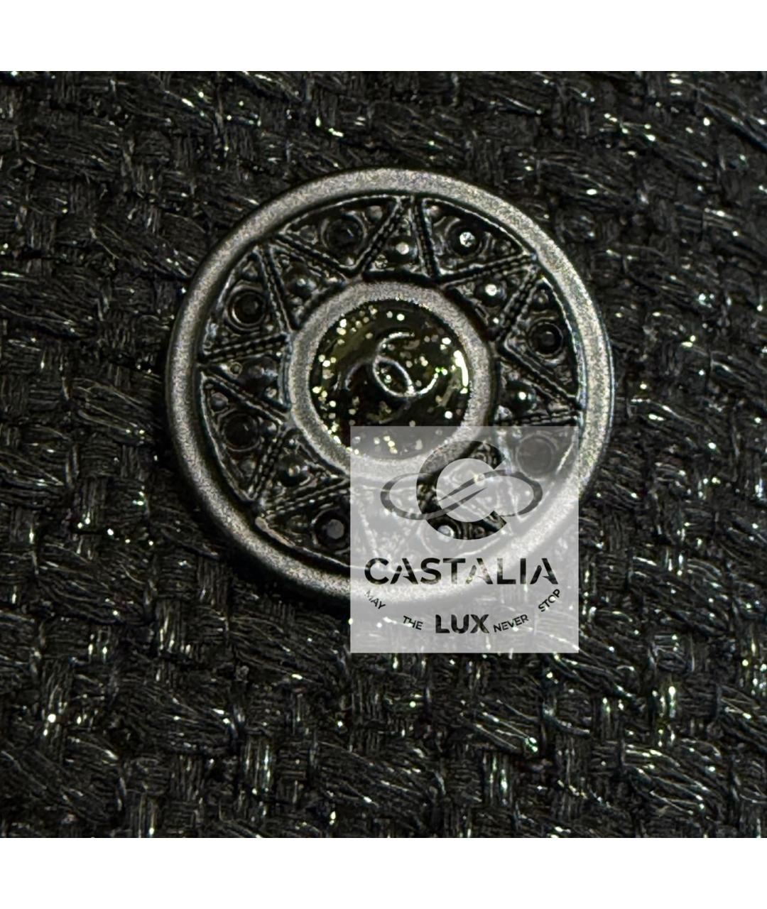 CHANEL Черный твидовый тренч/плащ, фото 6