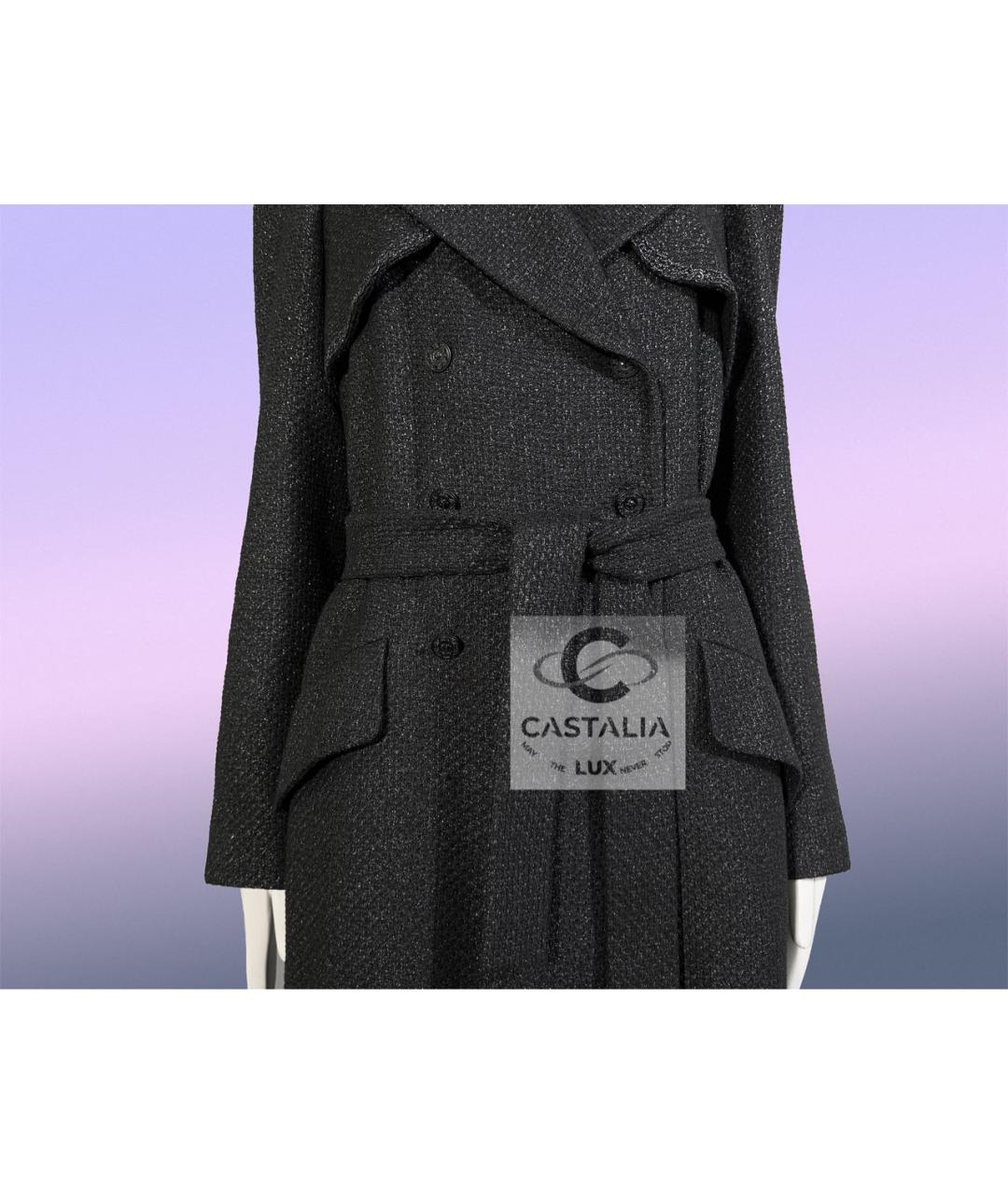 CHANEL Черный твидовый тренч/плащ, фото 8