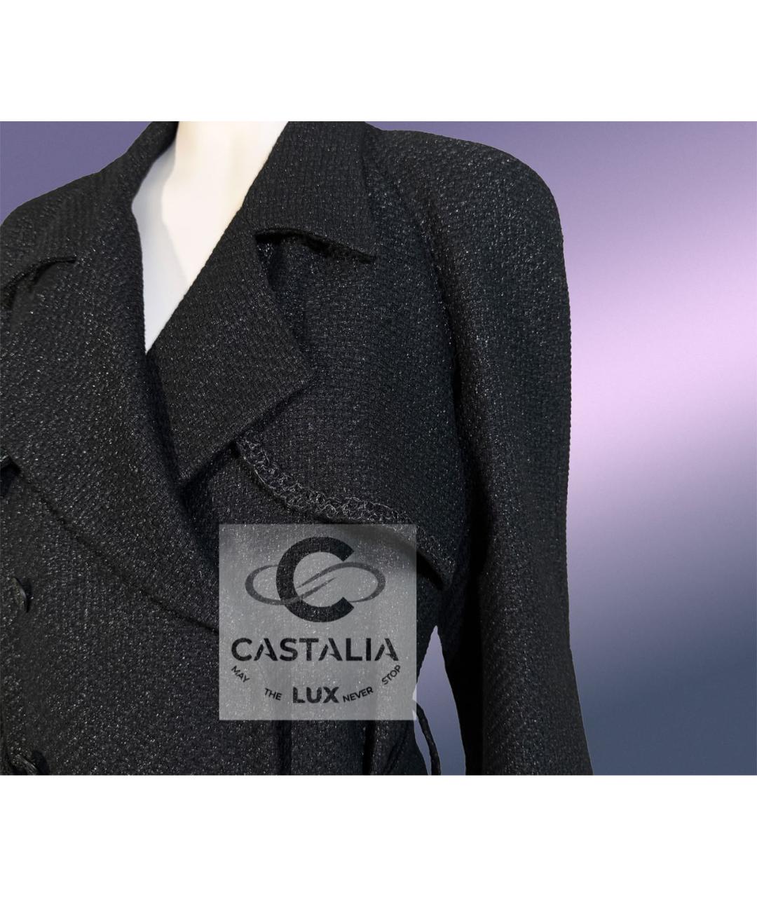 CHANEL Черный твидовый тренч/плащ, фото 5