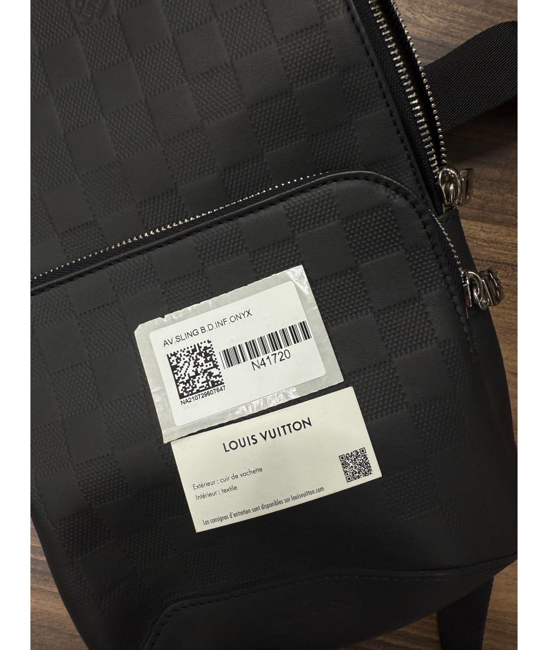 LOUIS VUITTON Черная кожаная сумка на плечо, фото 3