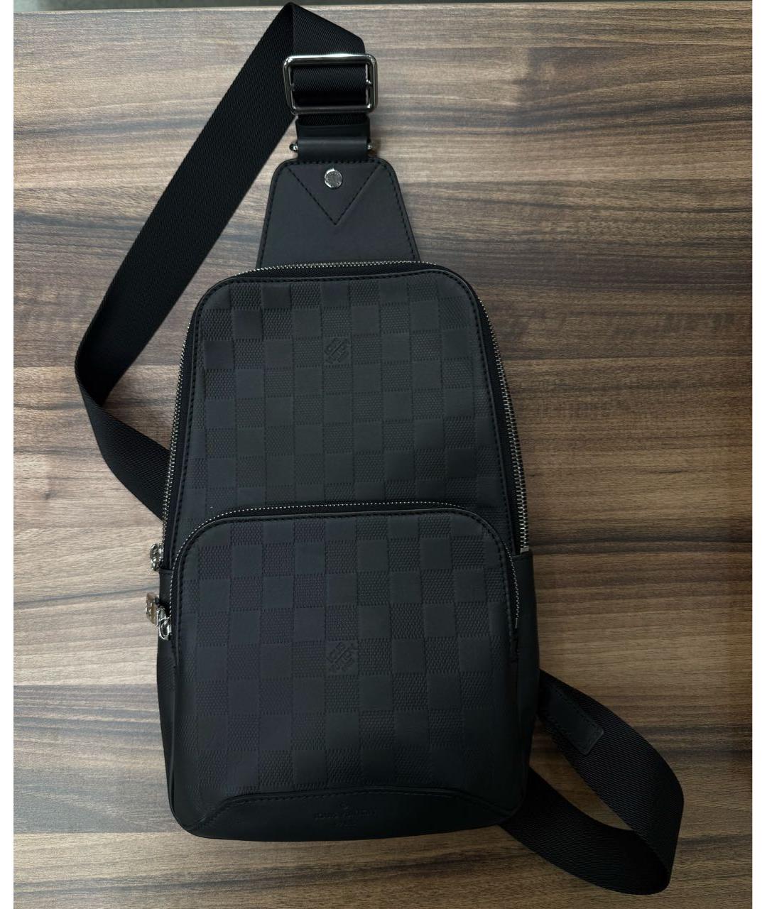 LOUIS VUITTON Черная кожаная сумка на плечо, фото 7