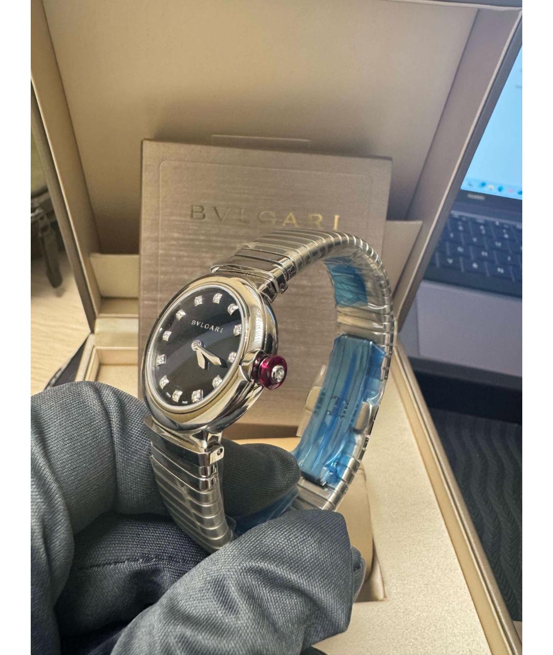 BVLGARI Черные металлические часы, фото 4