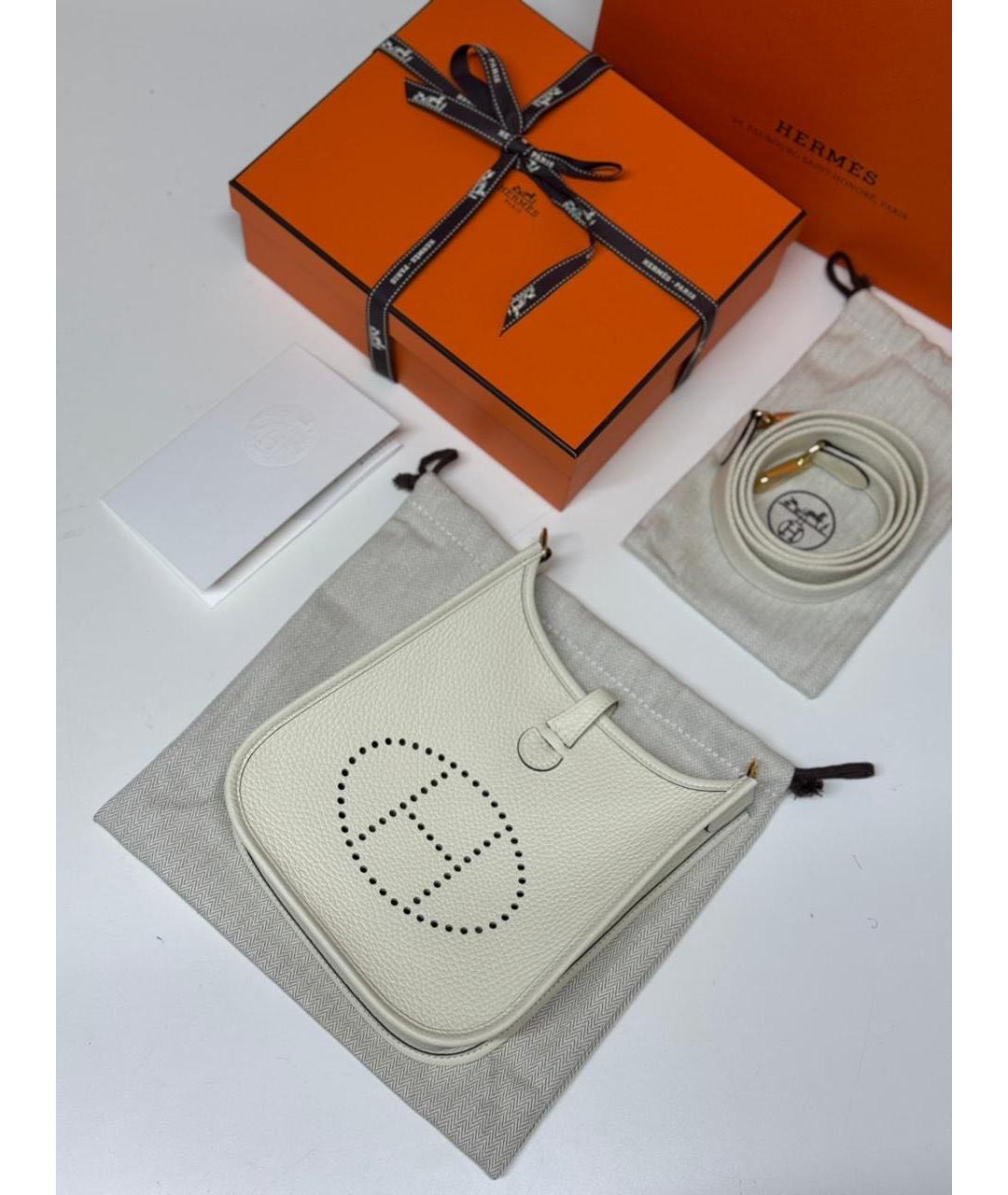 HERMES Белая кожаная сумка через плечо, фото 4