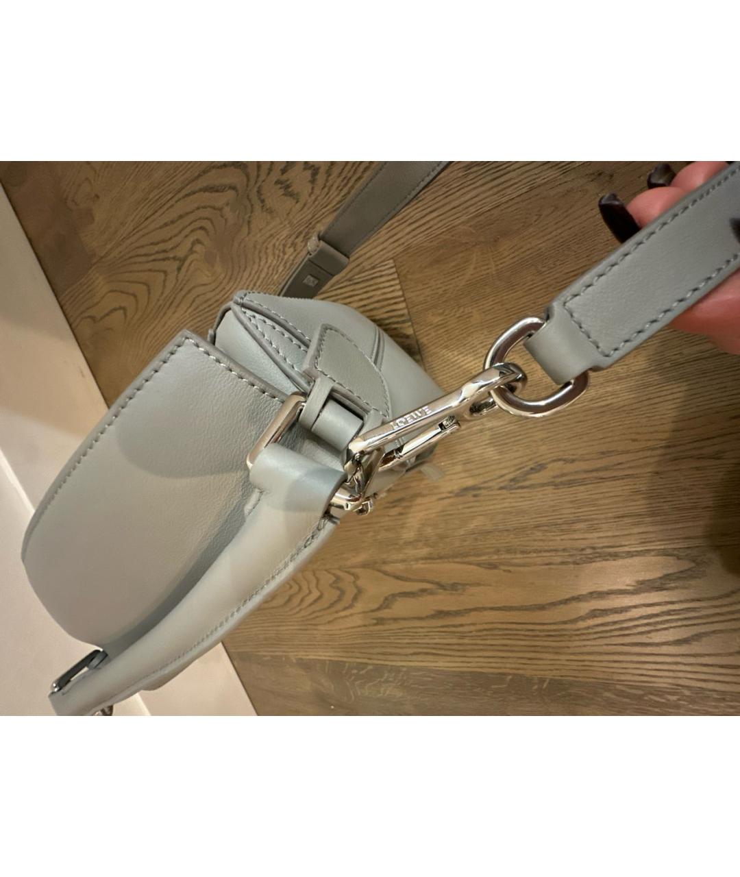 LOEWE Серая кожаная сумка с короткими ручками, фото 5