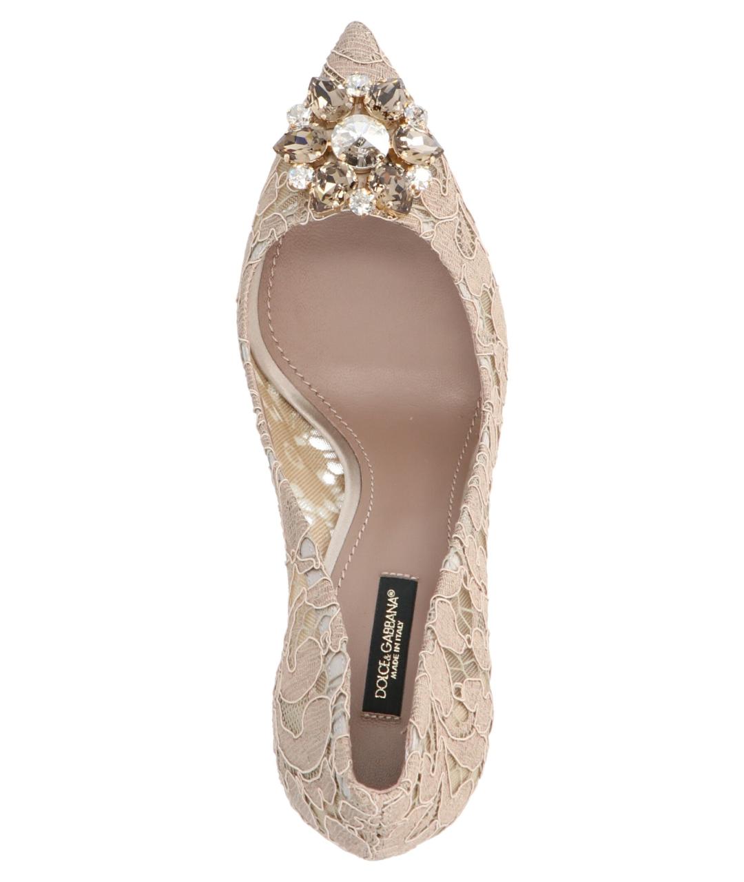 DOLCE&GABBANA Бежевые кожаные туфли, фото 2